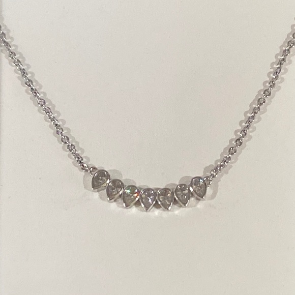 Sterling Forever Teardrop CZ Arch Pendant Necklace- Silver - Picture 5 of 8